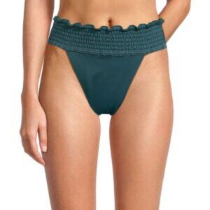 Agua Bendita Tessa Fera smocked bikini bottom swim teal blue elastic new X-Large